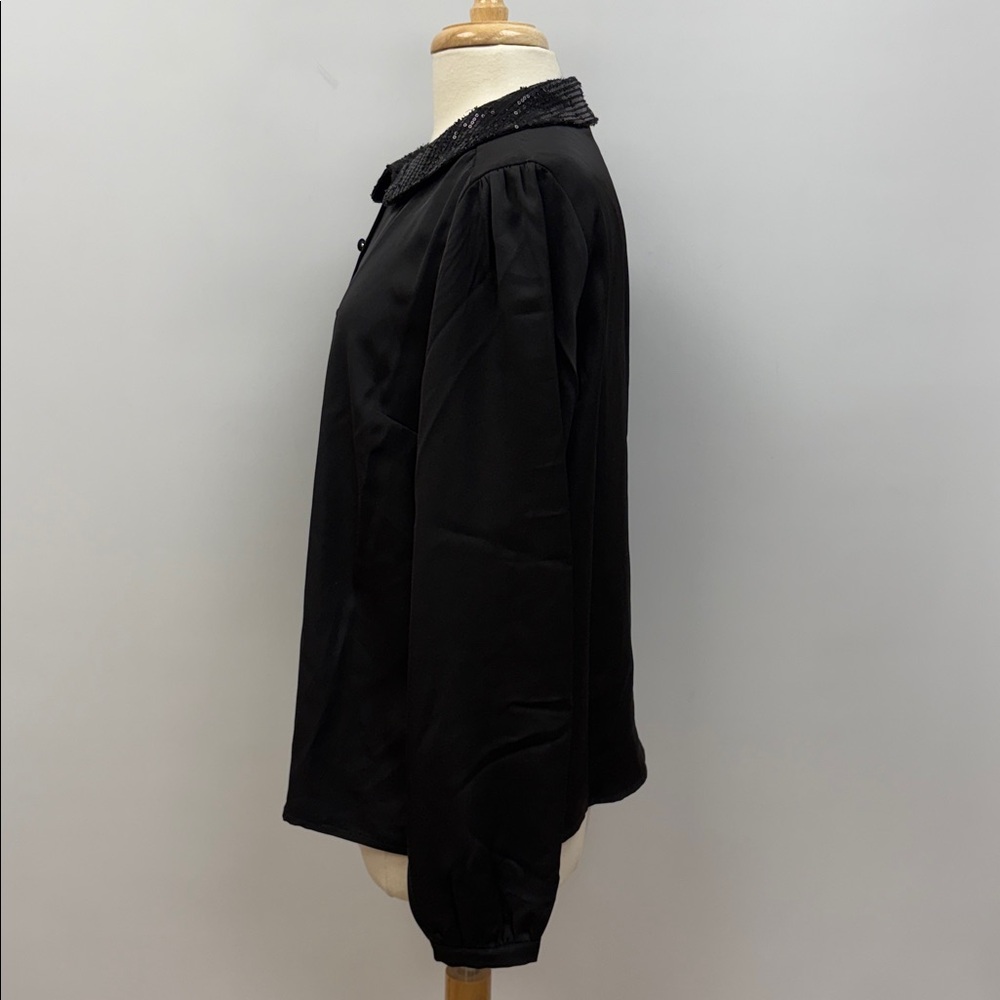 Modcloth Sequin Peter Pan Collar Button Down Sati… - image 5